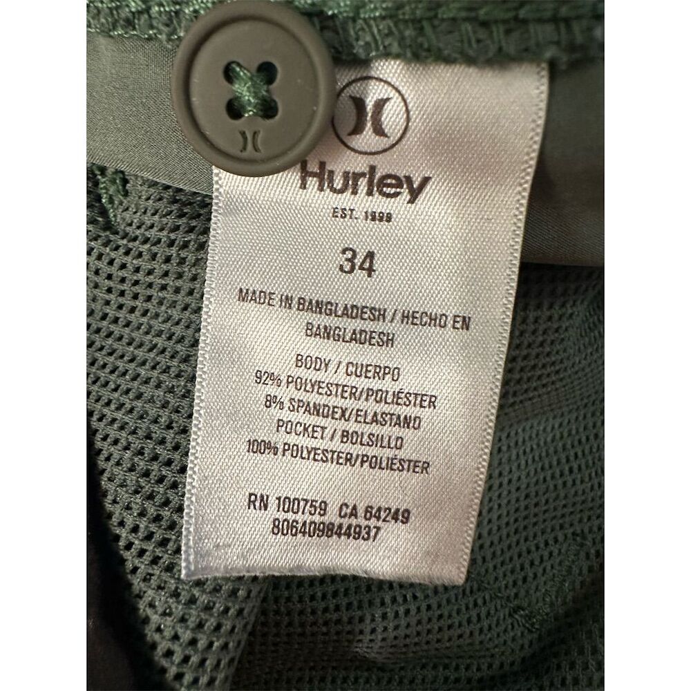 Hurley Men's Chino Shorts Size 34 Olive Green Casual Flat Front - Picture 6 of 7
